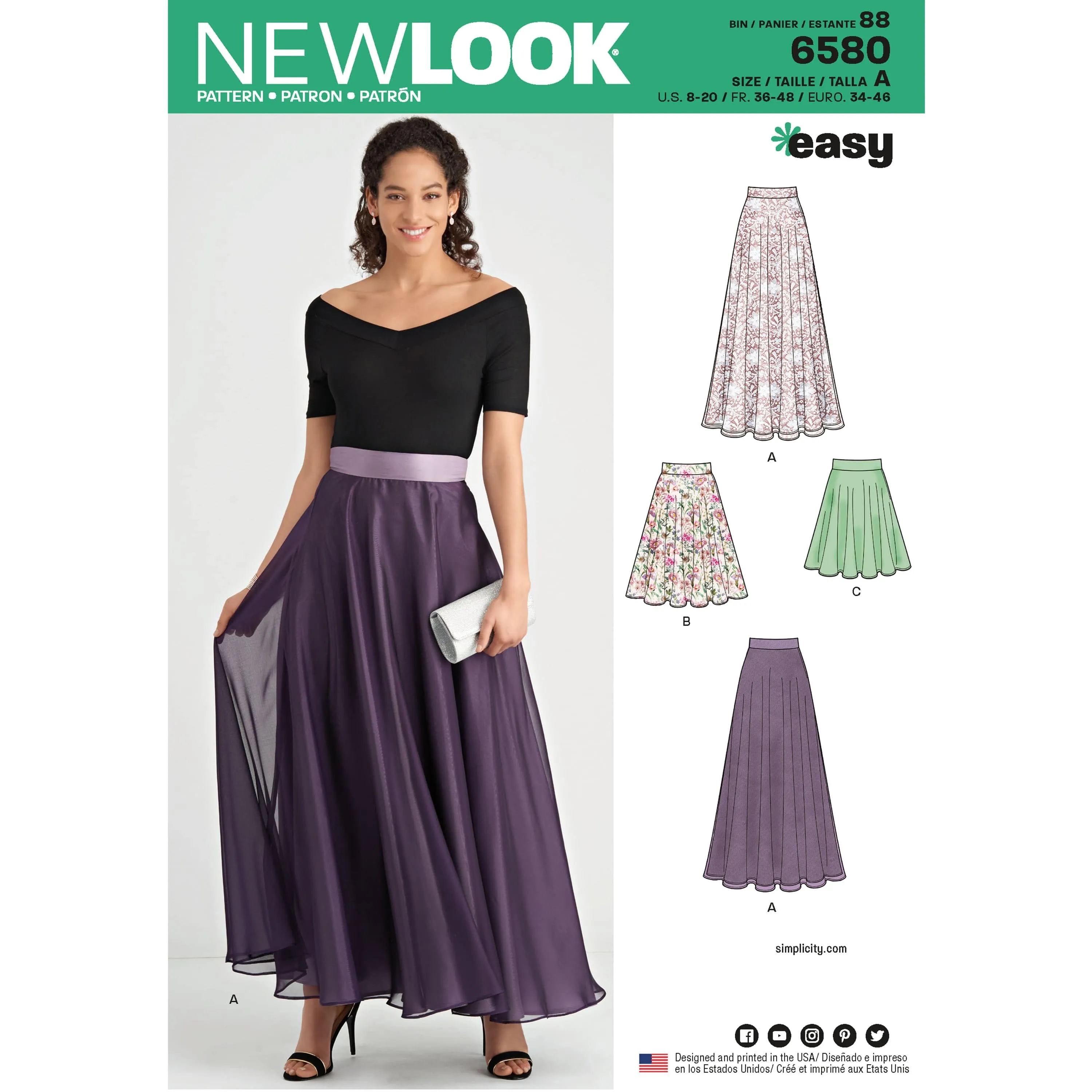 6580 New Look Pattern 6580 Misses' Circle Skirt