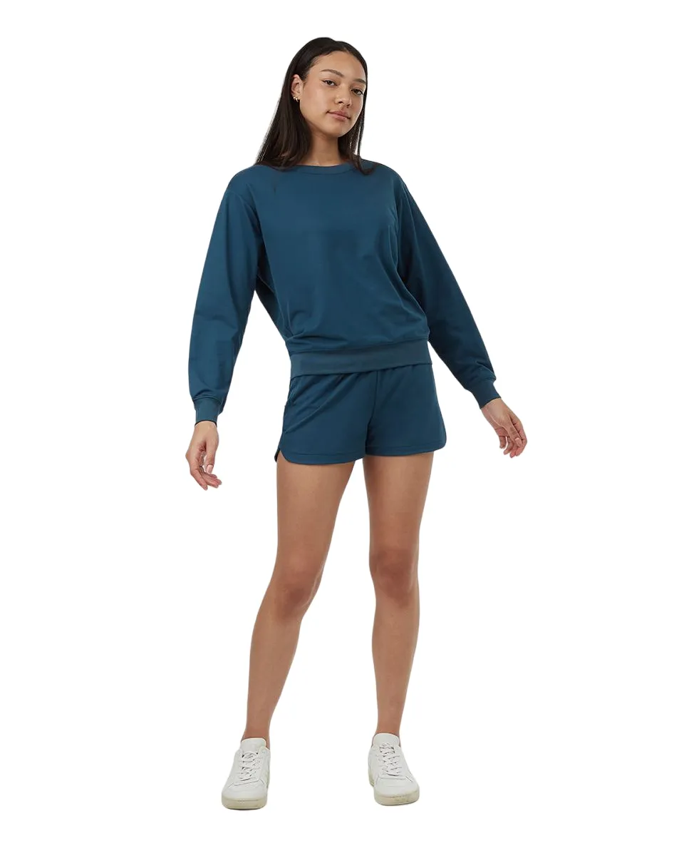 Active Soft Knit Open Back Crew (Reflecting Pond)