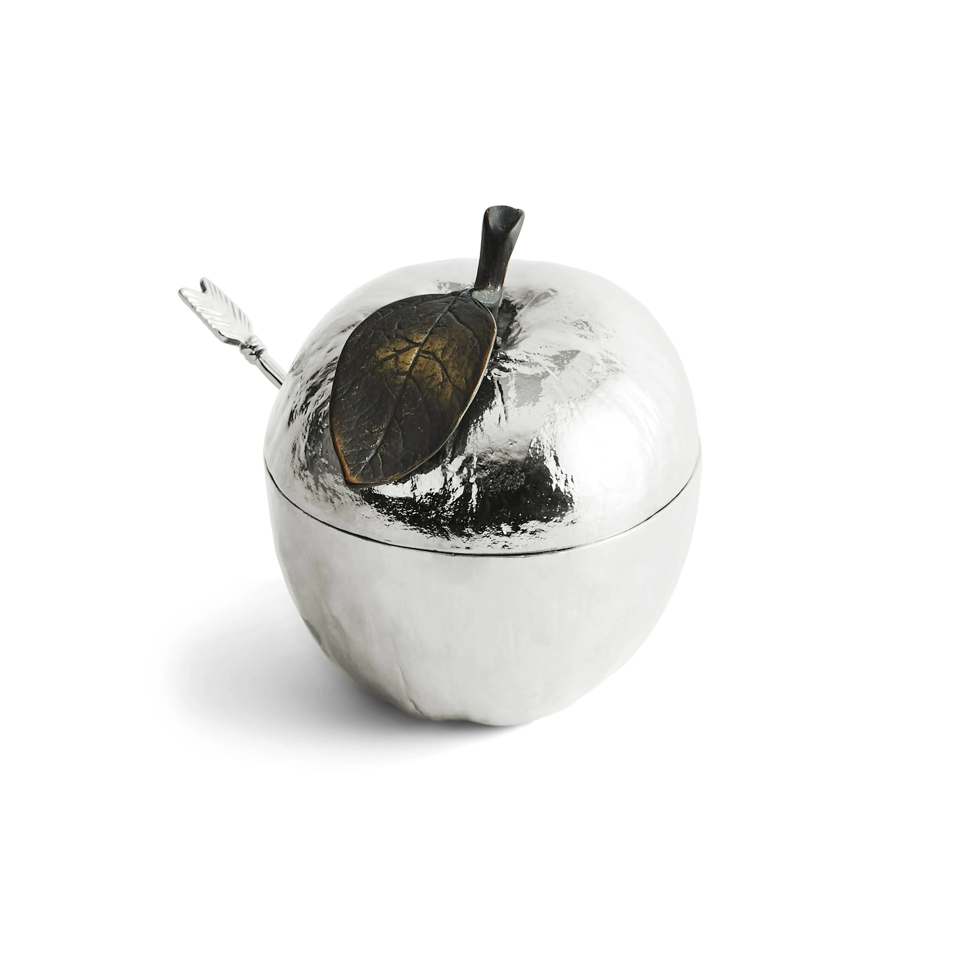 Apple Honey Pot with Spoon Nickelplate