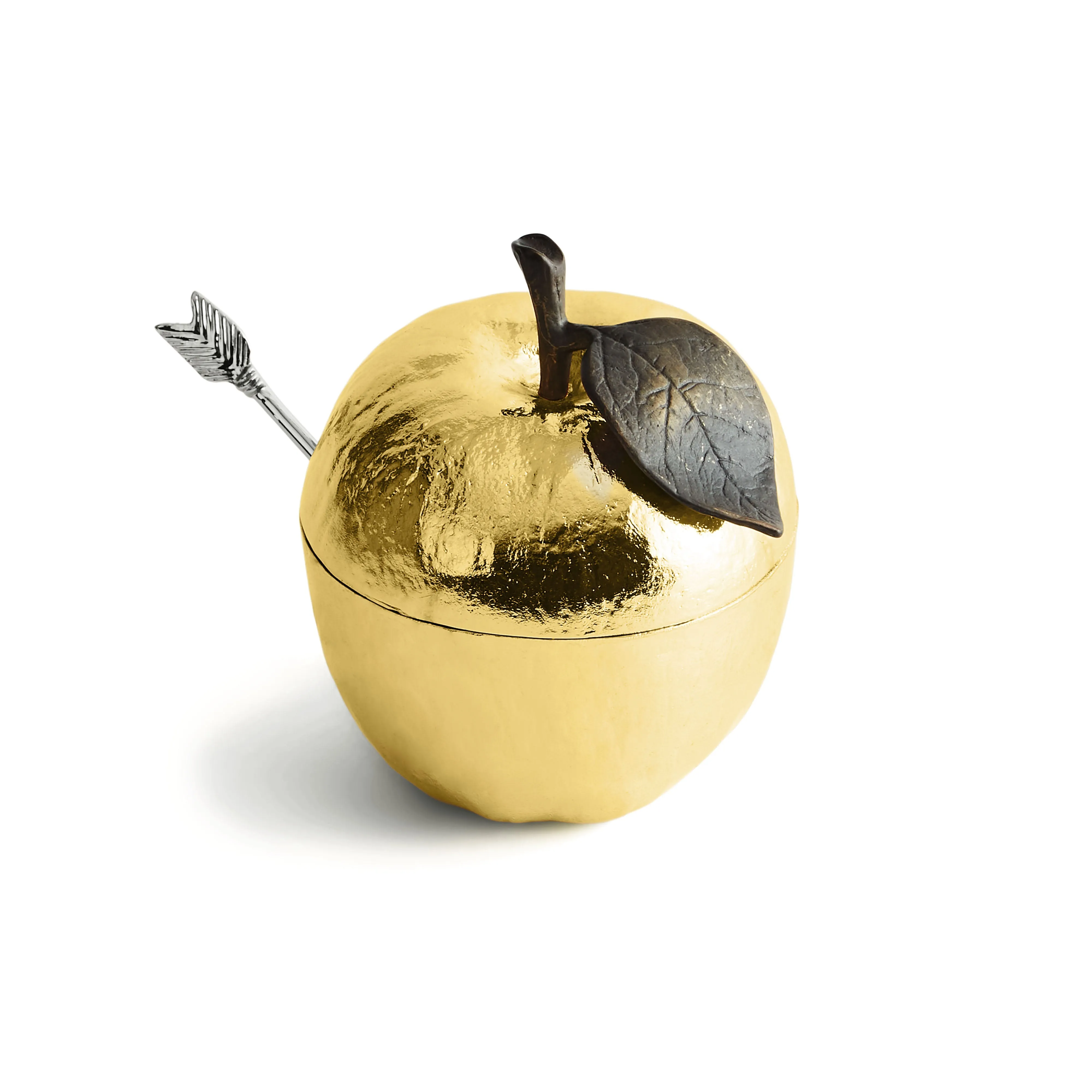 Apple Honey Pot with Spoon Nickelplate