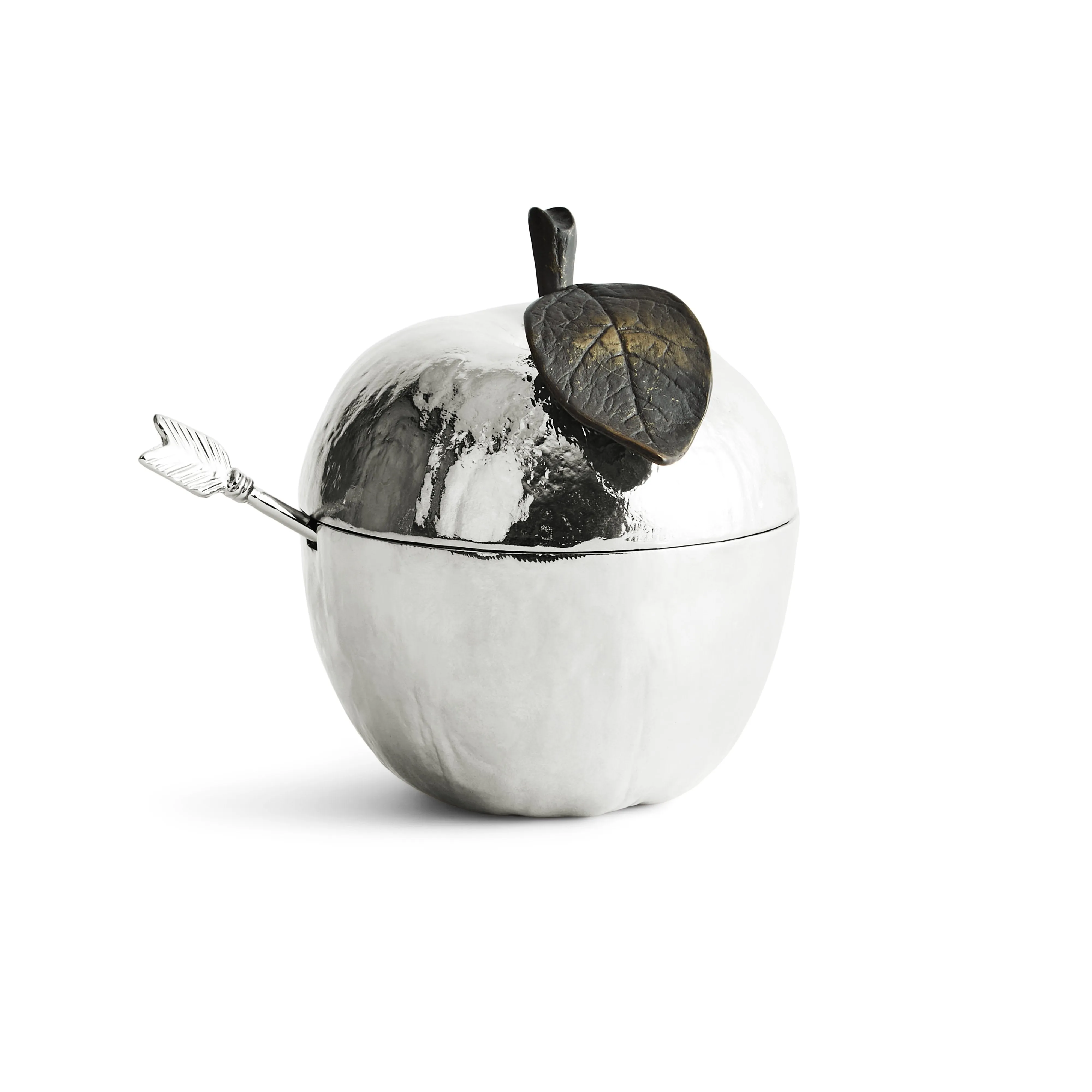 Apple Honey Pot with Spoon Nickelplate