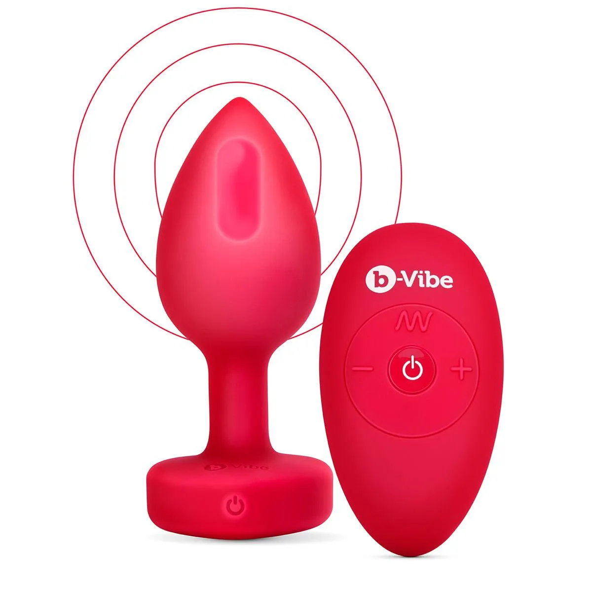 B-Vibe Vibrating Heart Plug Medium/Large - Scarlet Ruby