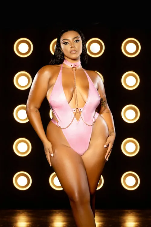 Barbie Gone Rogue- Curvy Size Wet Look Teddy