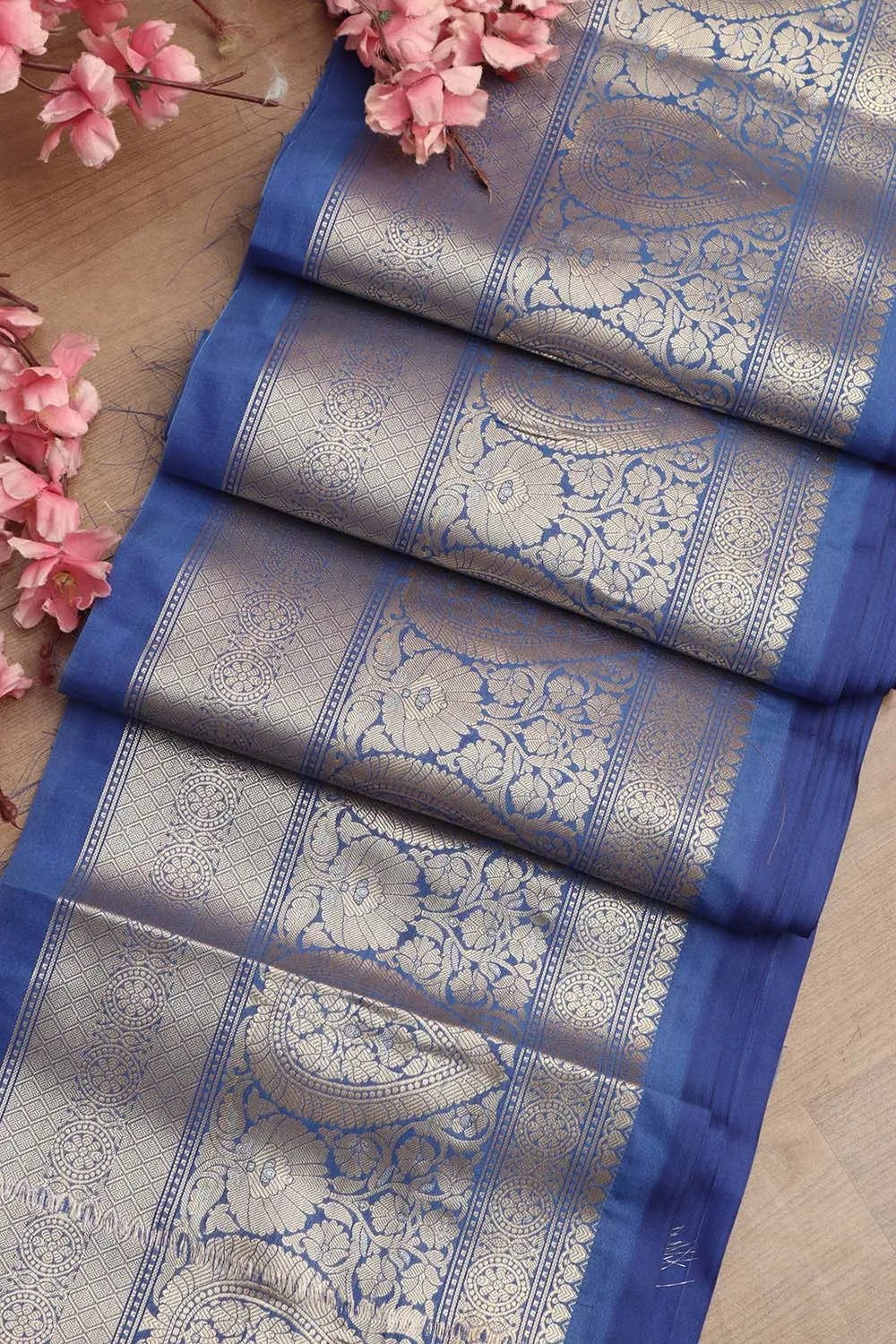 Blue Banarasi Silk Lace Saree - Timeless Elegance  (1 Mtr)