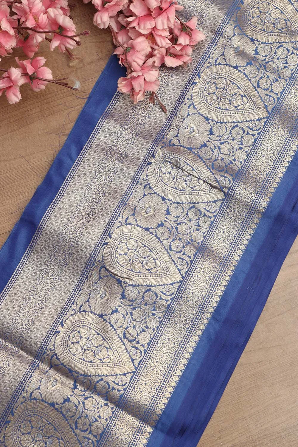 Blue Banarasi Silk Lace Saree - Timeless Elegance  (1 Mtr)