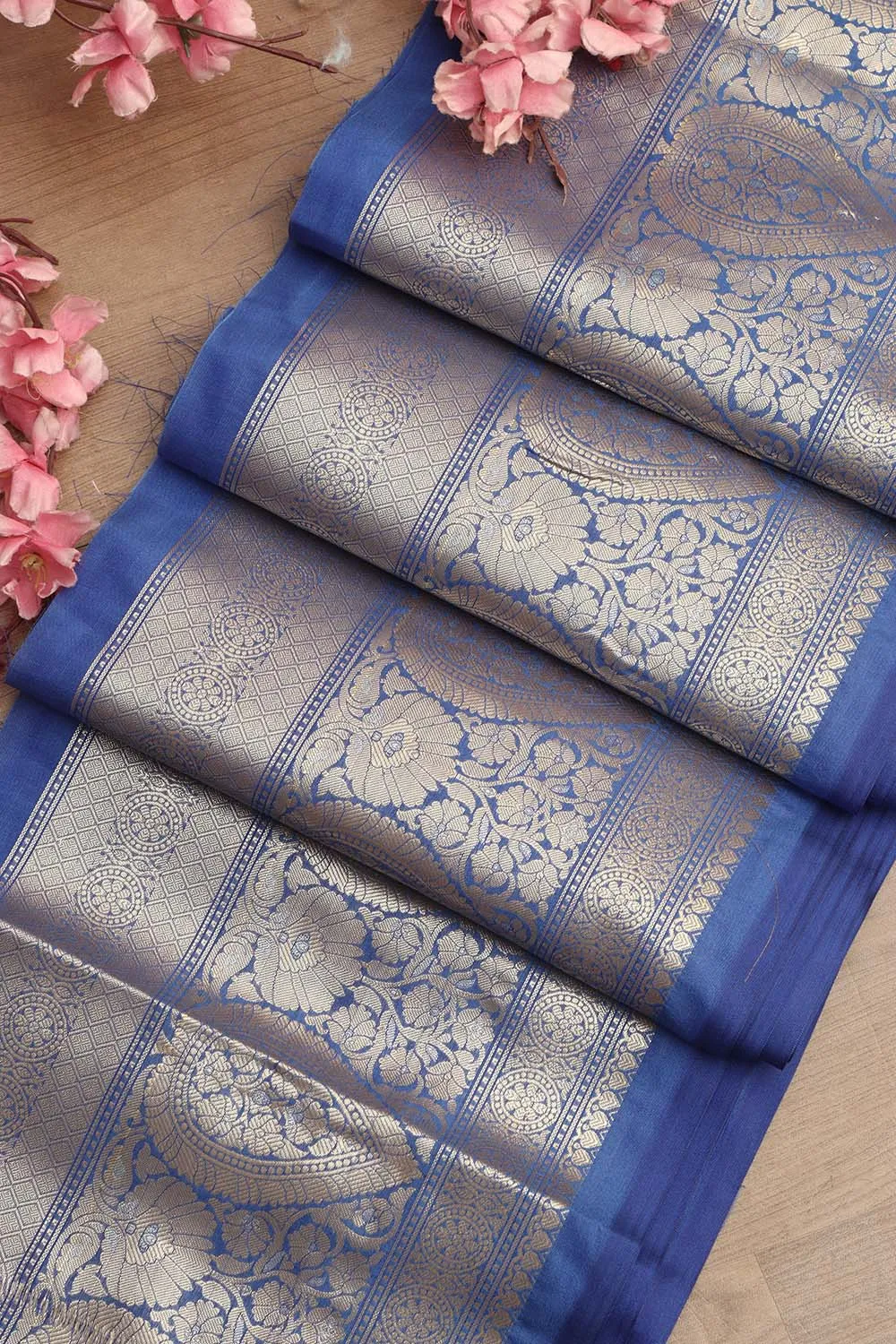 Blue Banarasi Silk Lace Saree - Timeless Elegance  (1 Mtr)