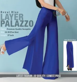 Blue Layered Georgette Palazzo Pants for Women