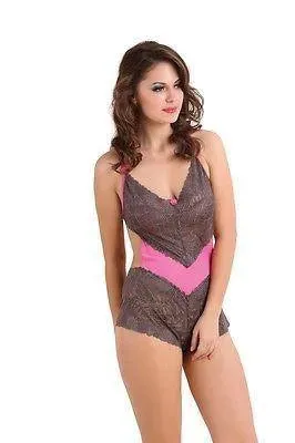 Bold Desire Babydoll Set Grey-Pink #780A