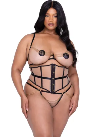 Caged Temptress 3-Piece Waspie Short Set