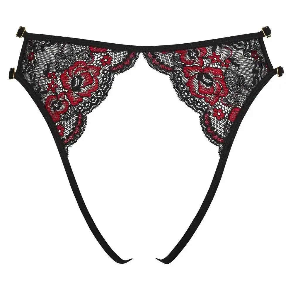 Cottelli Sexy Black Adjustable Lacey Crotchless Brief for Her