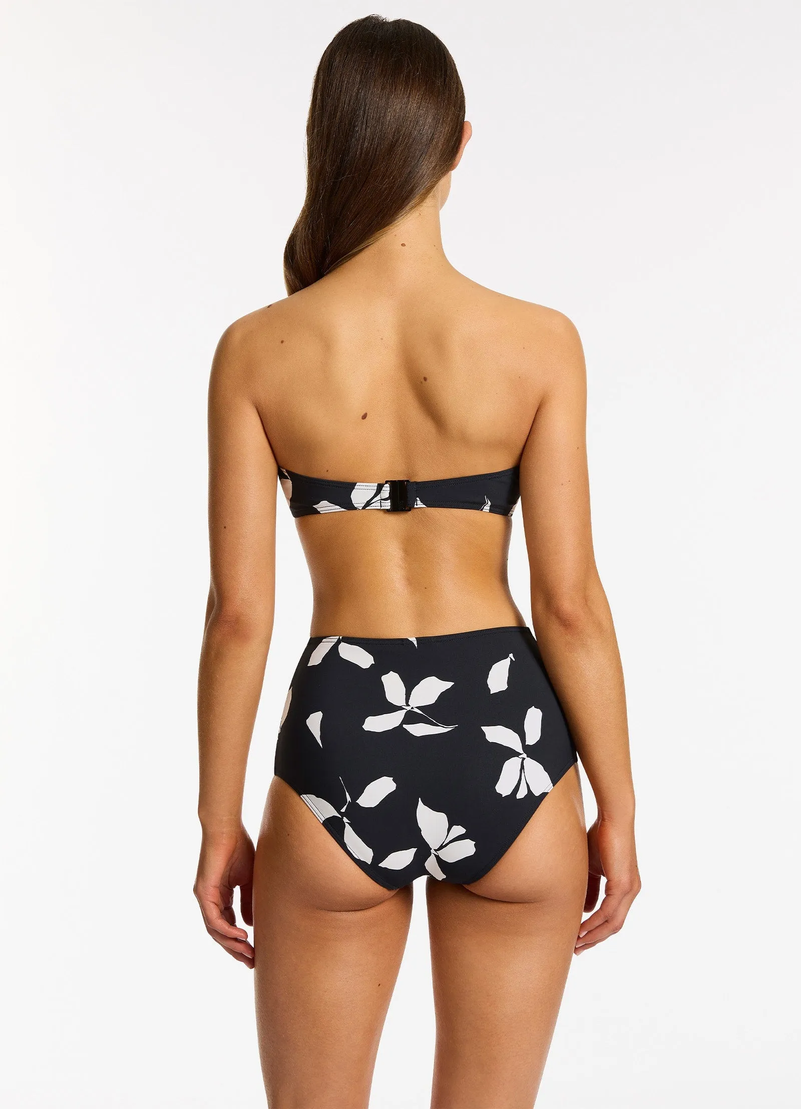 Elora Bloom High Waist Bikini Bottom - Black