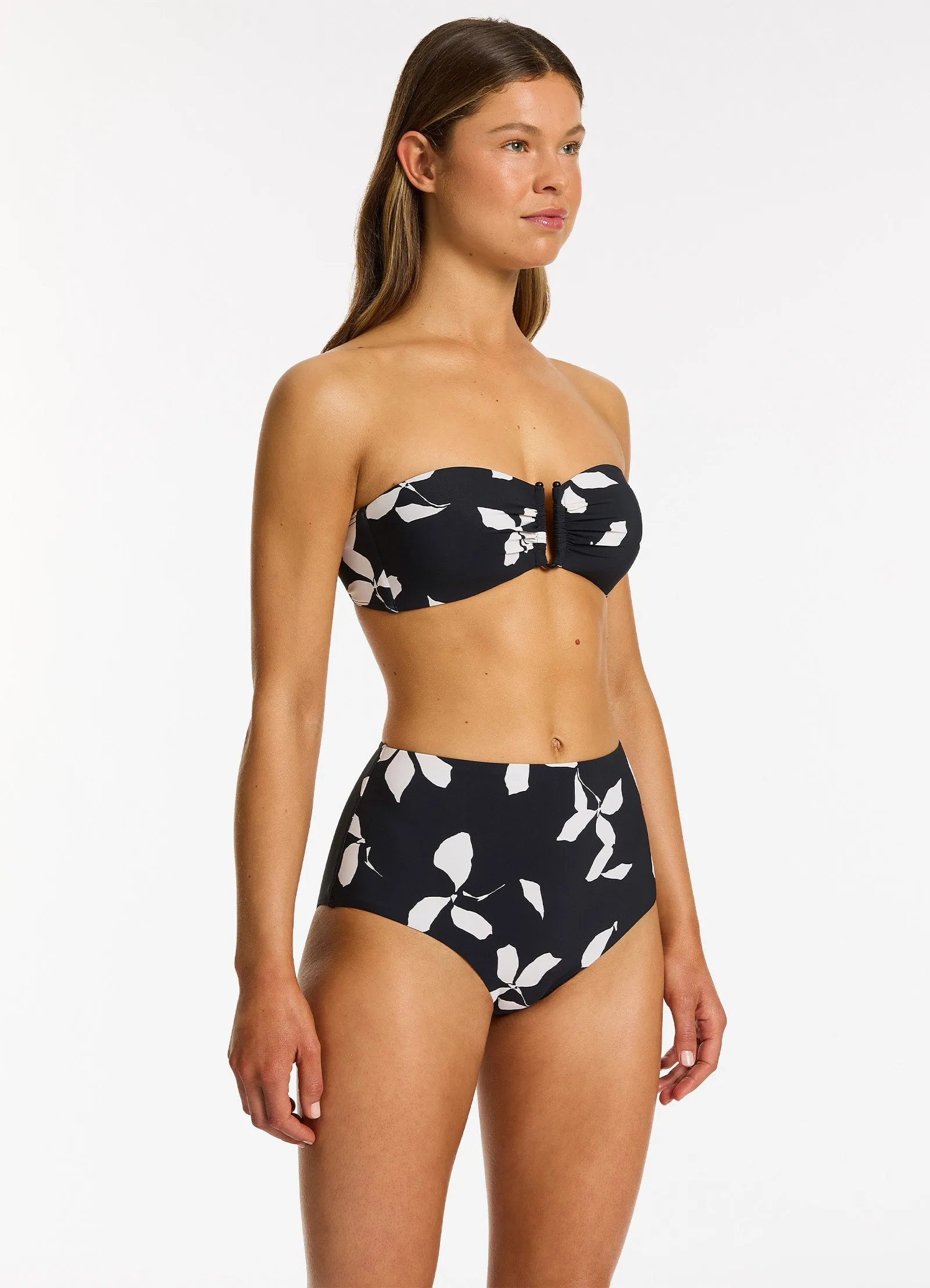 Elora Bloom High Waist Bikini Bottom - Black