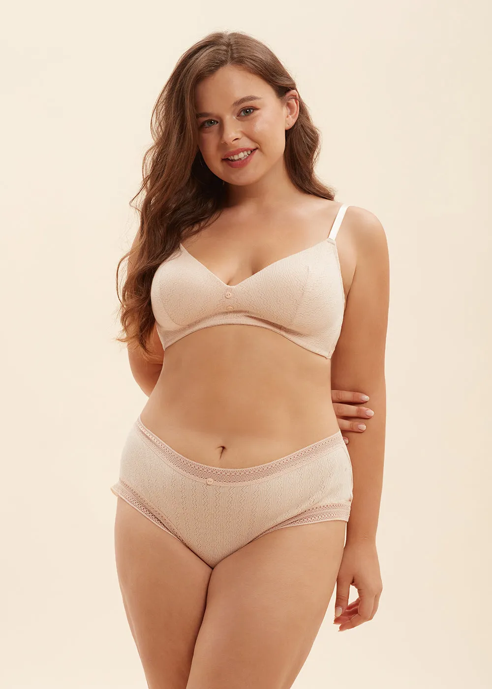 HAILEY Plus Triangle Molded Cotton Wire-Free Bra