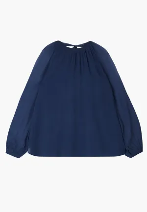 Helena Bow Detail Blouse In Navy