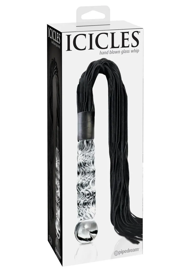 Icicles No. 38 Textured Glass Dildo with Flogger