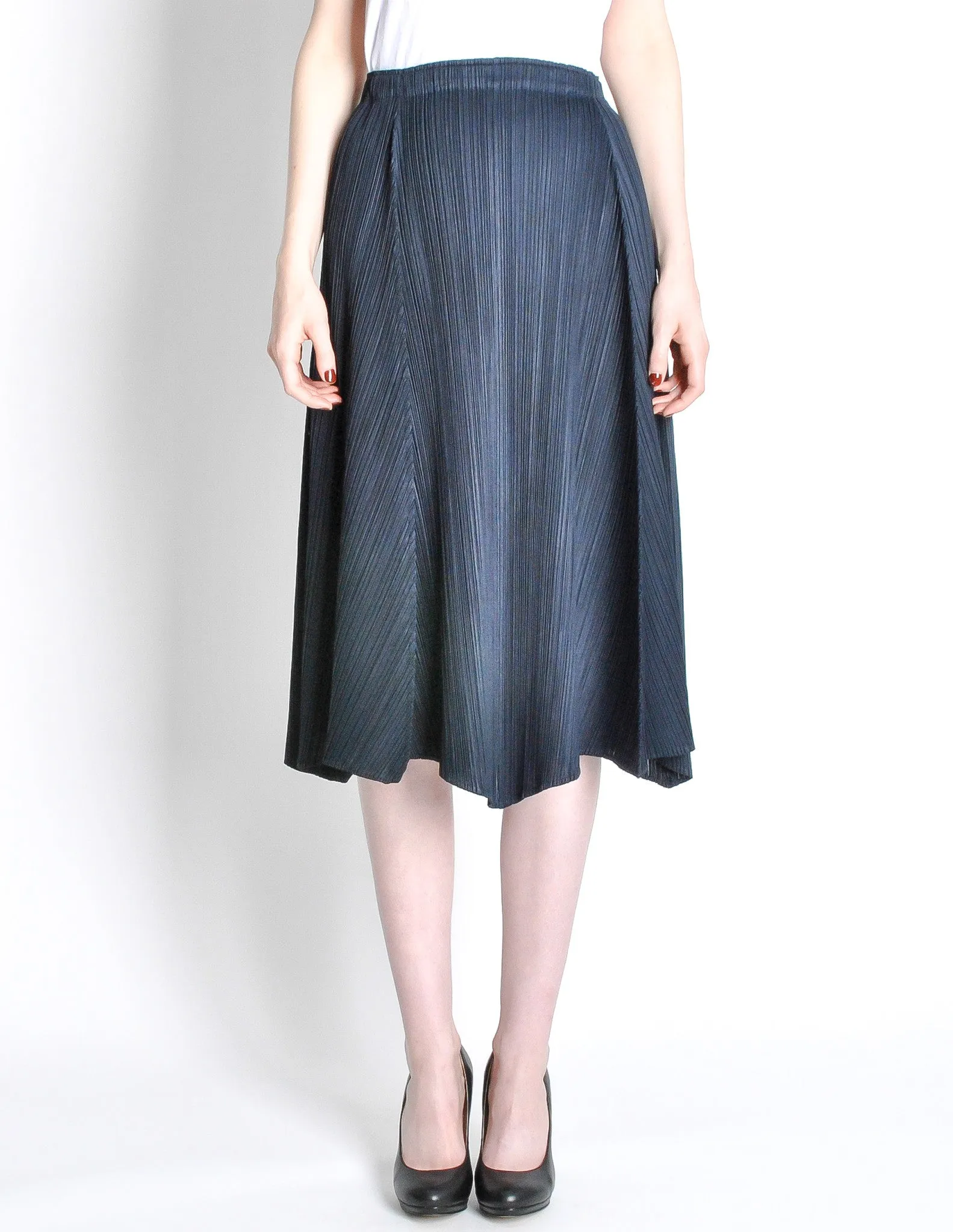 Issey Miyake Pleats Please Deep Blue Pleated Skirt