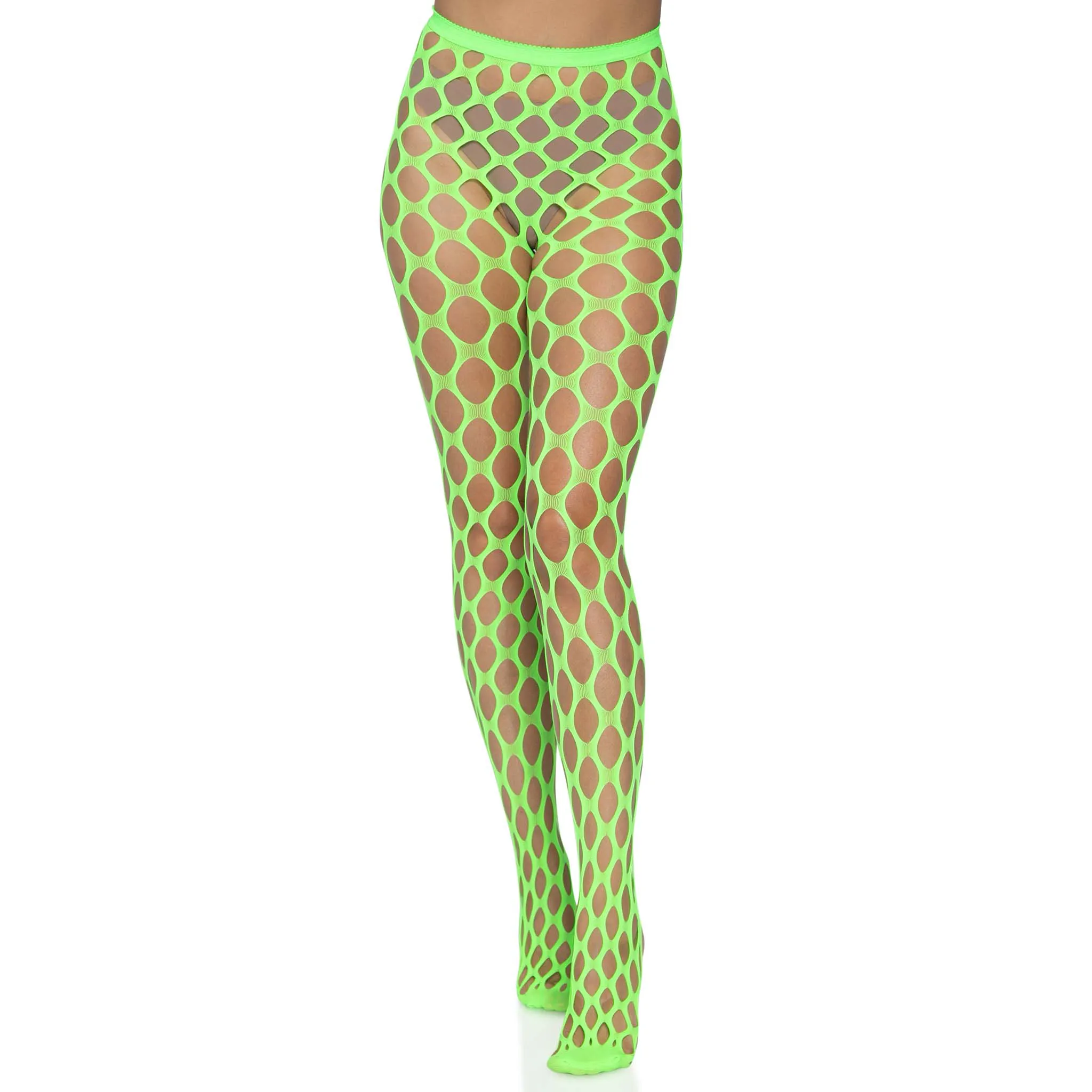 Jumbo Pothole Net Tights - Neon Green - One Size