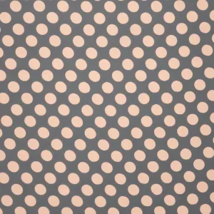 Light Gray Polka Dots on Semi Black Background Printed Silk Charmeuse Fabric