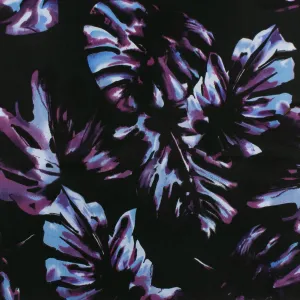 Printed Peachskin - EMMA - Leafs - Purple