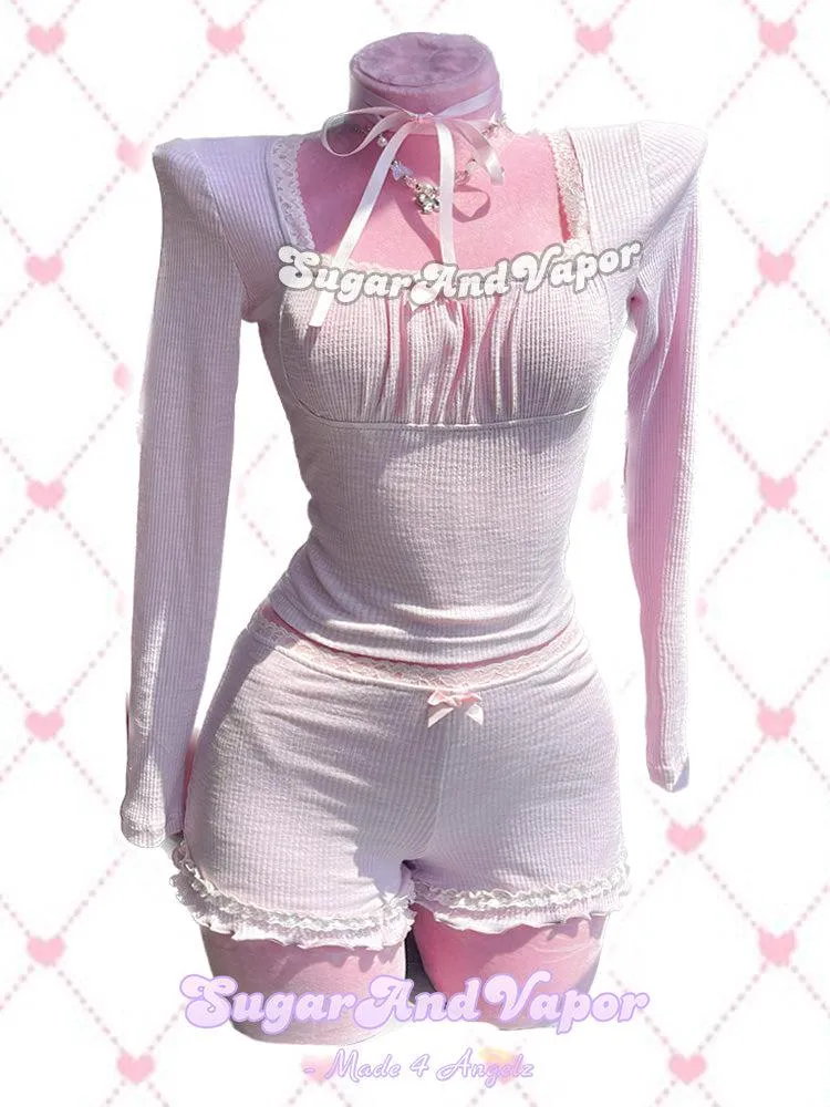 Raina Lavender Pink Girly Top   Shorts Set