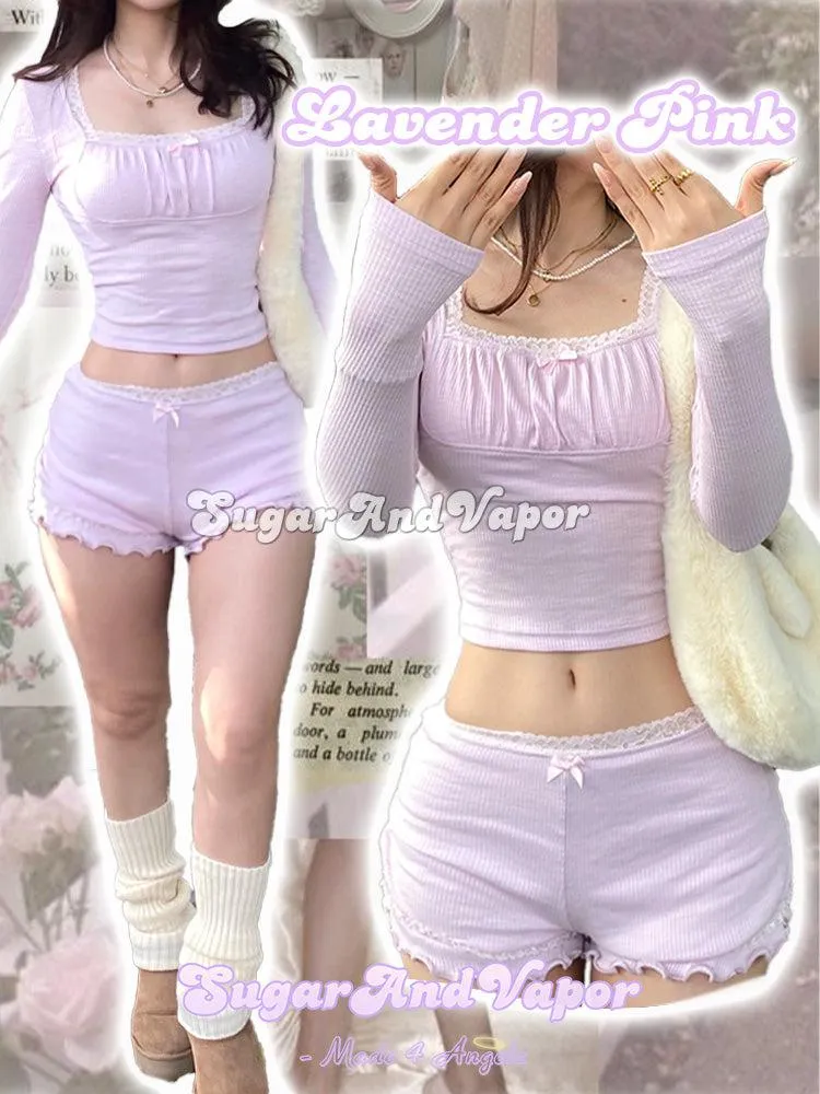 Raina Lavender Pink Girly Top   Shorts Set