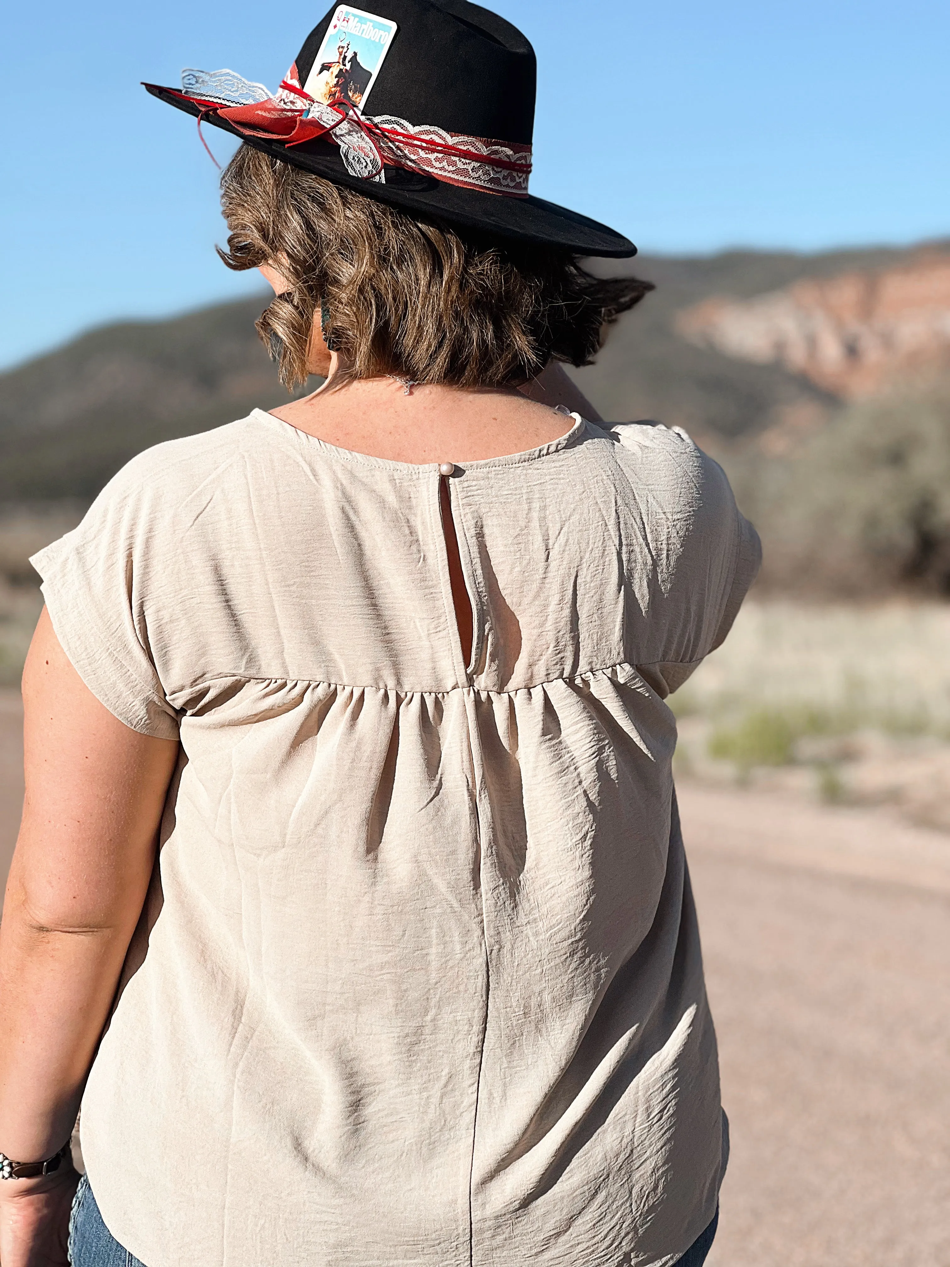 Tempting Taupe Babydoll Top